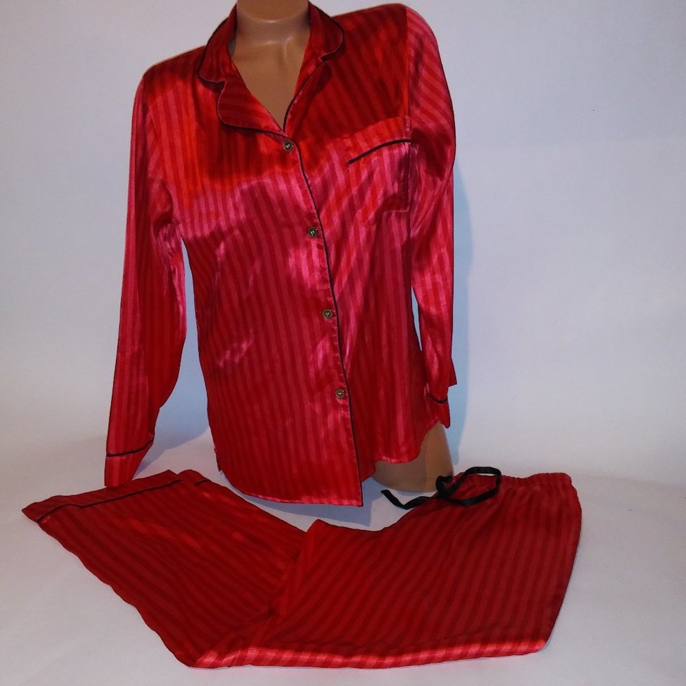 Gilligan & O'Malley Pajama Set Small Red Stripe Long Sleeve Pants
